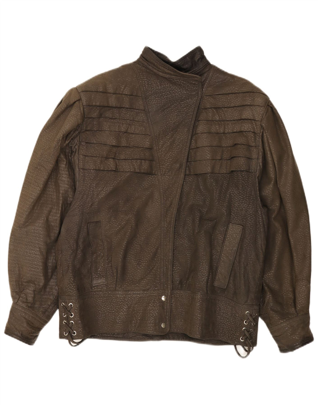 Vintage læderjakke til kvinder UK 20 2XL brunt læder