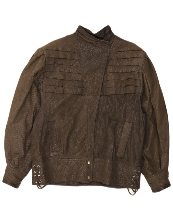 Vintage læderjakke til kvinder UK 20 2XL brunt læder