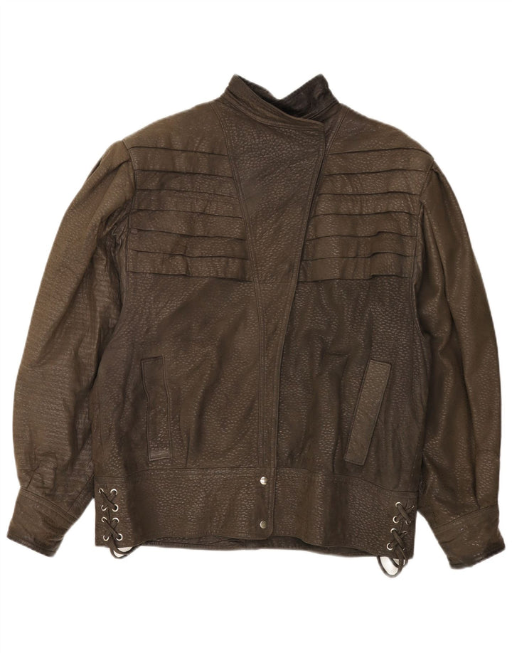Vintage læderjakke til kvinder UK 20 2XL brunt læder