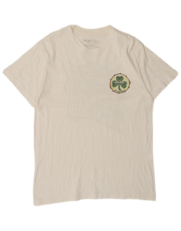Hard Rock Cafe Herre Dublin Grafisk T-Shirt Top Medium Hvid Bomuld