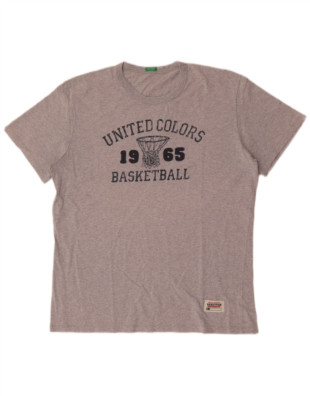 Benetton Herre Grafisk T-Shirt Top Stor Grå Flecked