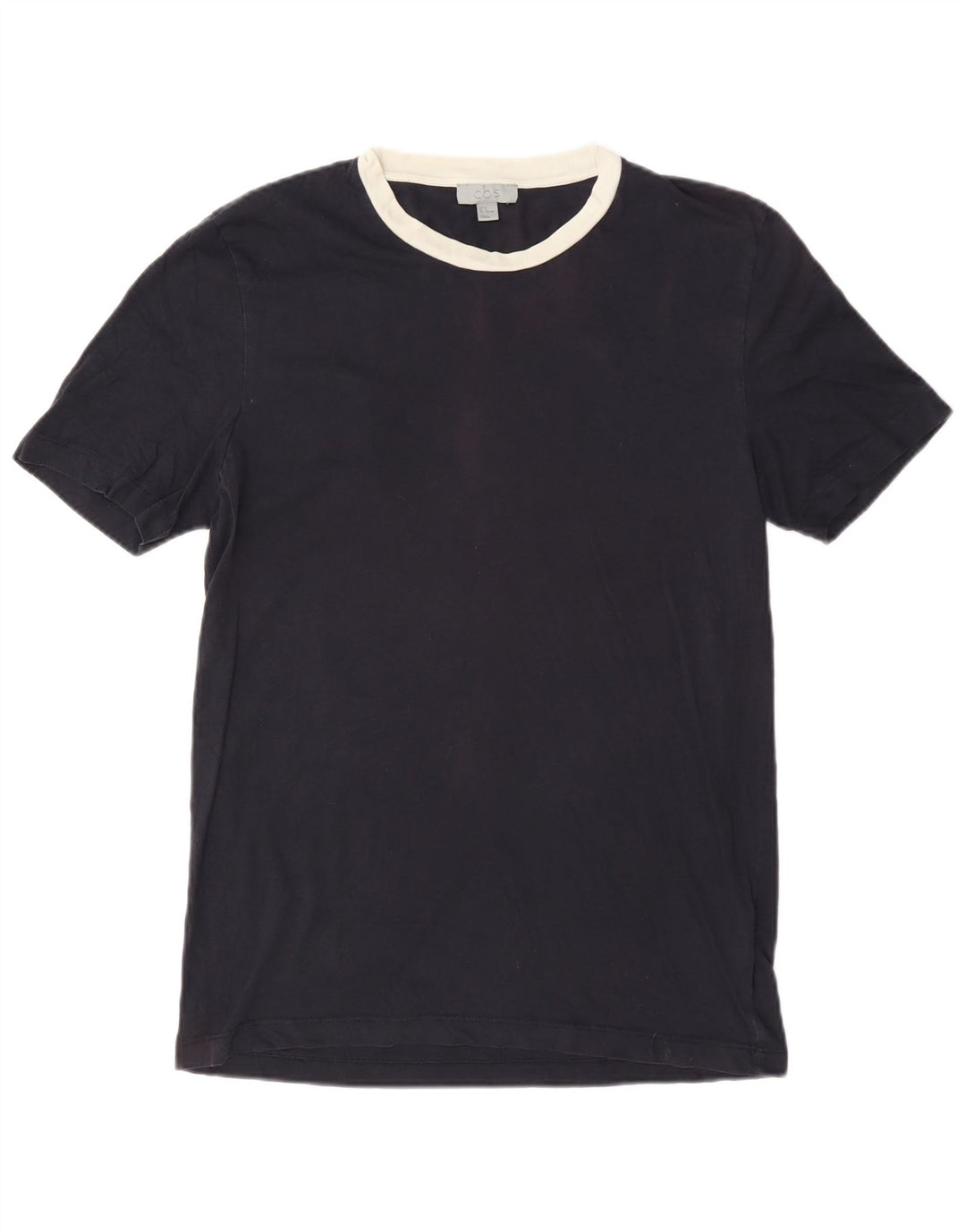 Cos Herre T-Shirt Top Medium Marineblå Bomuld
