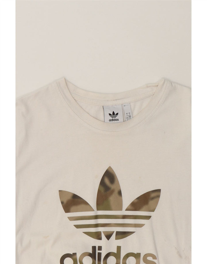 ADIDAS Mens Graphic T-Shirt Top Large White Cotton Vintage Adidas and Second-Hand Adidas from Messina Hembry 