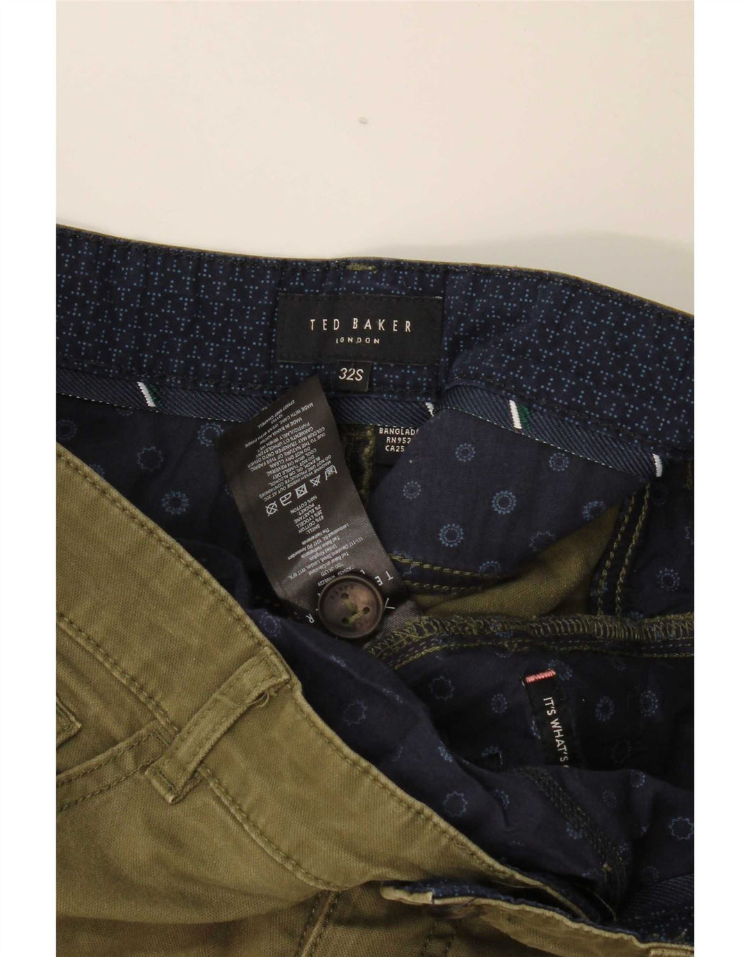 Ted Baker Herre Slim Casual Bukser W32 L29 Khaki Bomuld