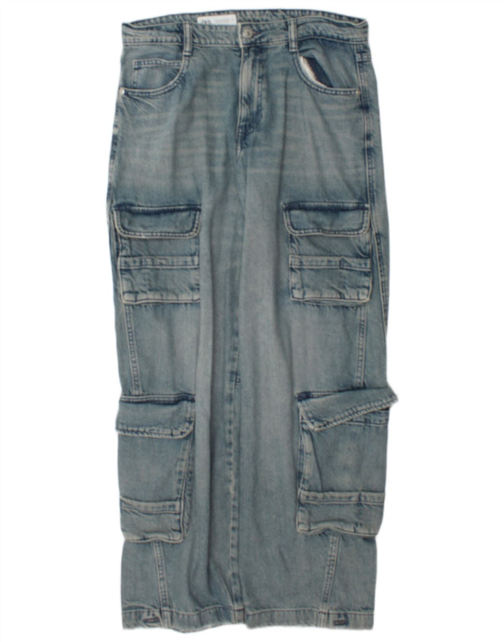 Zara Dame Cargo Straight Jeans EU 38 Small W28 L31 Blå