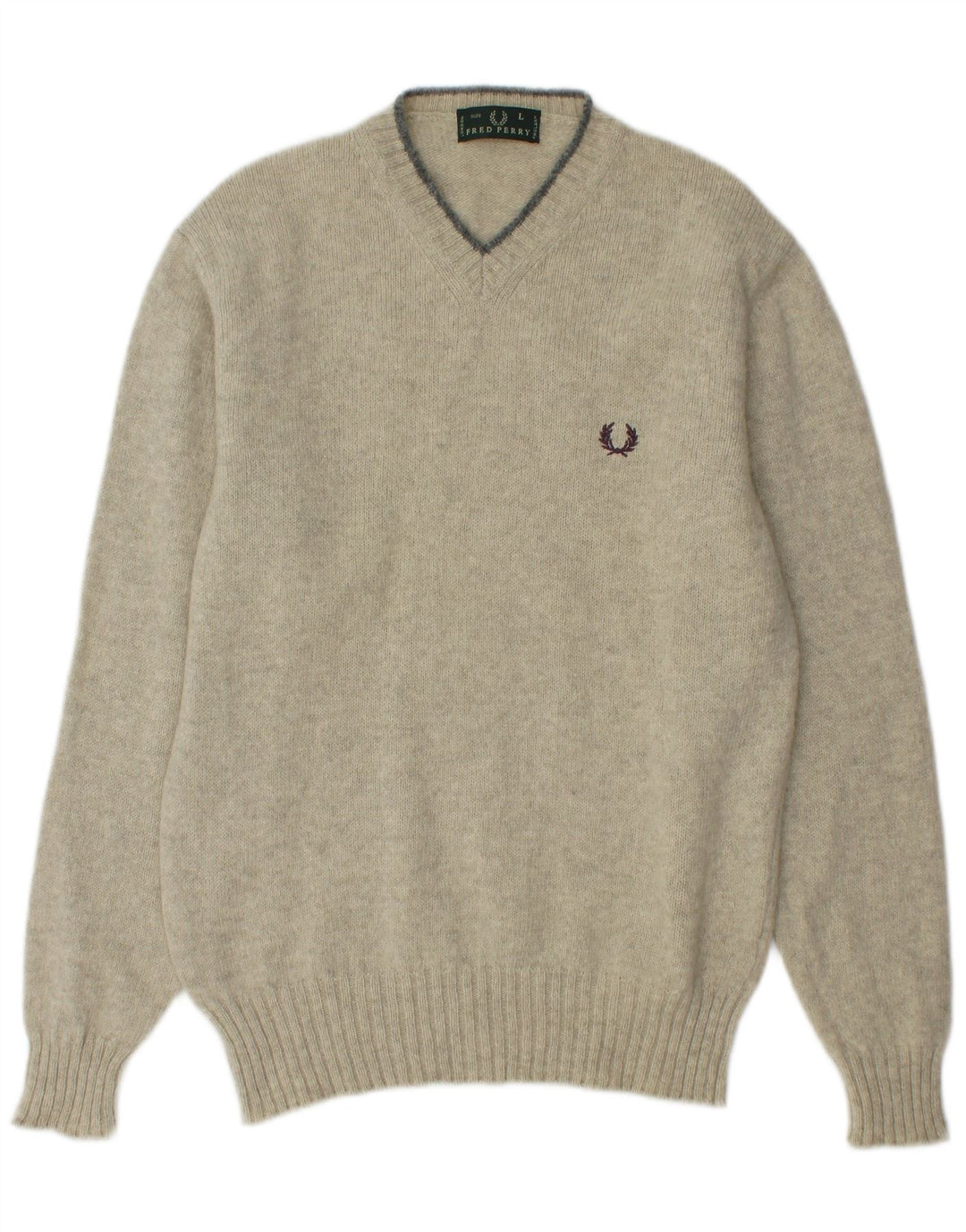 FRED PERRY Herre V-hals sweater Stor grøn uld