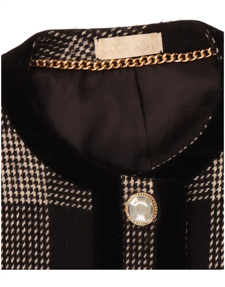 Vintage dame 5-knaps blazerjakke UK 14 Medium Black Houndstooth