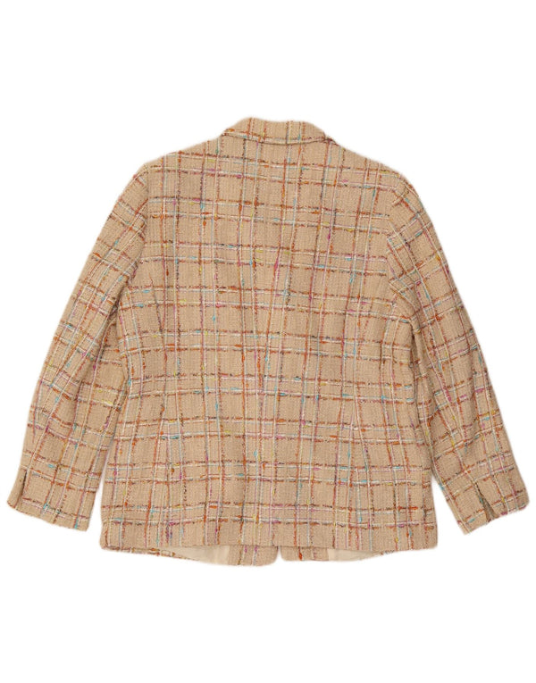 Elegance Dame 6 Button Blazer Jacket UK 18 XL Beige ternet bomuld