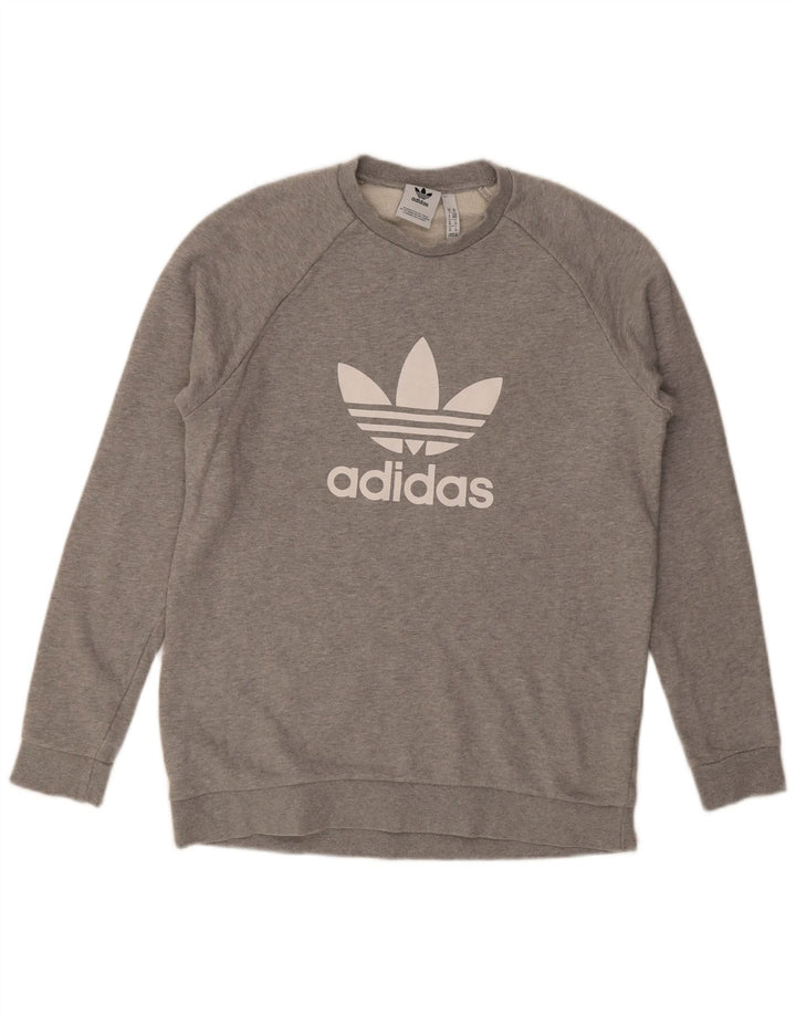 Adidas grafisk sweatshirt til mænd mellem grå bomuld