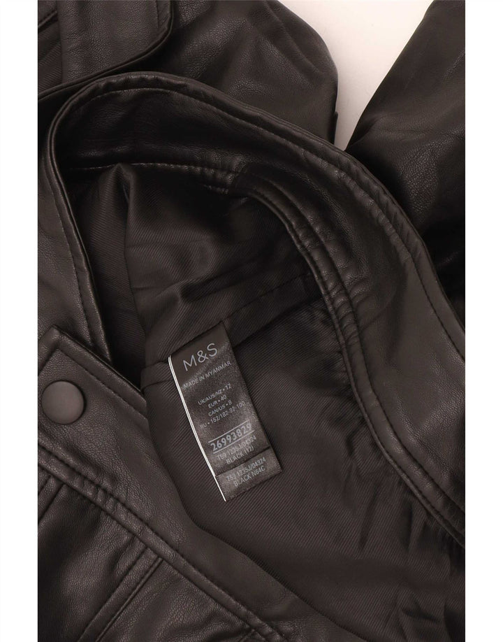 Marks & Spencer Dame Bomberjakke i imiteret læder UK 12 Medium Sort
