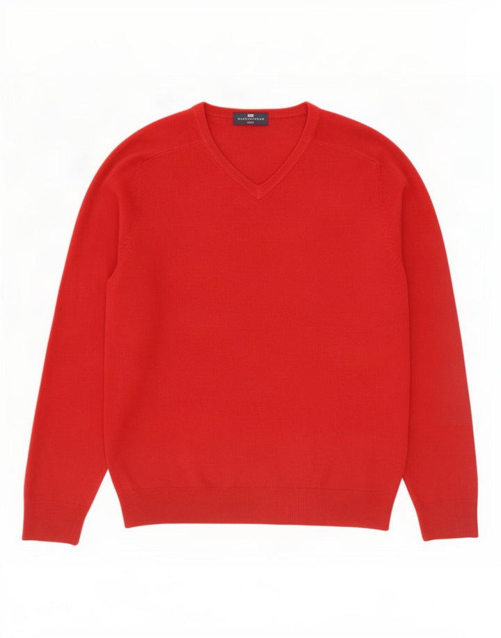 Marks & Spencer Herre Blue Harbor V-hals sweater Medium Rød Akryl