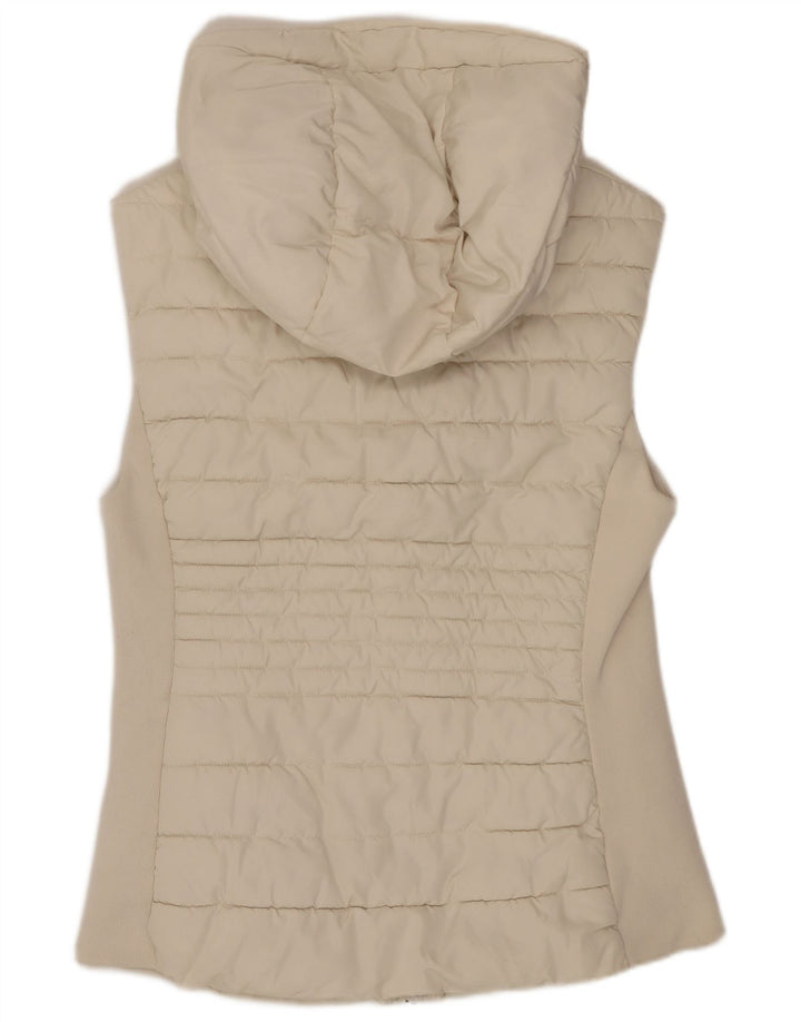 Zara Dame Hætte Polstret Gilet UK 14 Large White Polyester