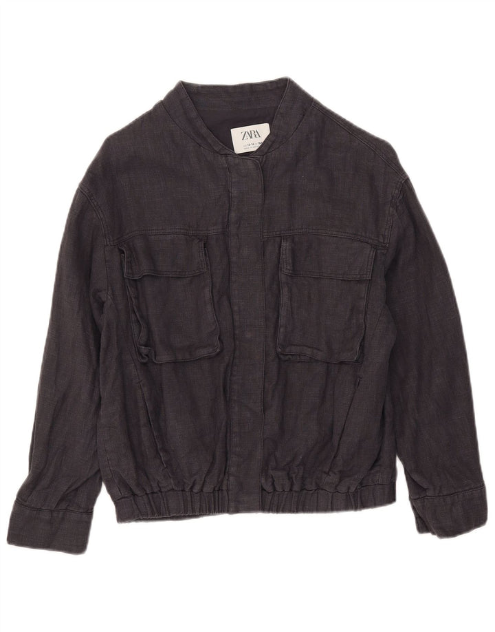 Zara Girls Utility Jacket 13-14 år Navy Blue Ramie