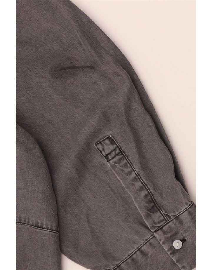 Zara Dame Loose Fit 3/4-ærmet Pullover Shirt UK 14 Medium Grey