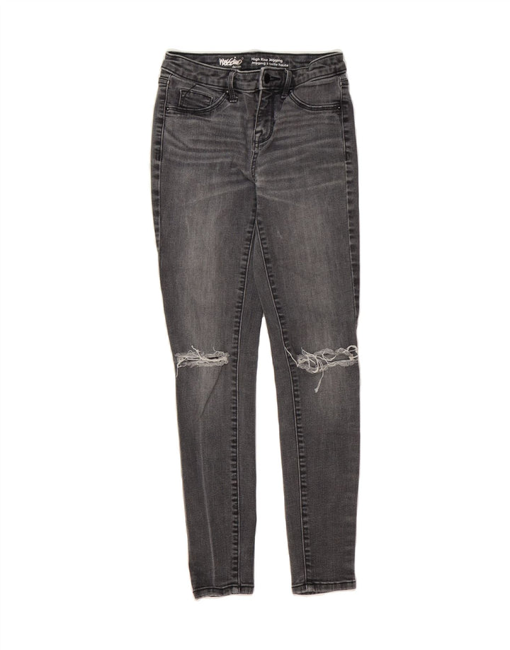 MOSSIMO Womens Distressed High Rise Jegging Jeans US 00 2XS W24 L27 Grey Vintage Mossimo and Second-Hand Mossimo from Messina Hembry 