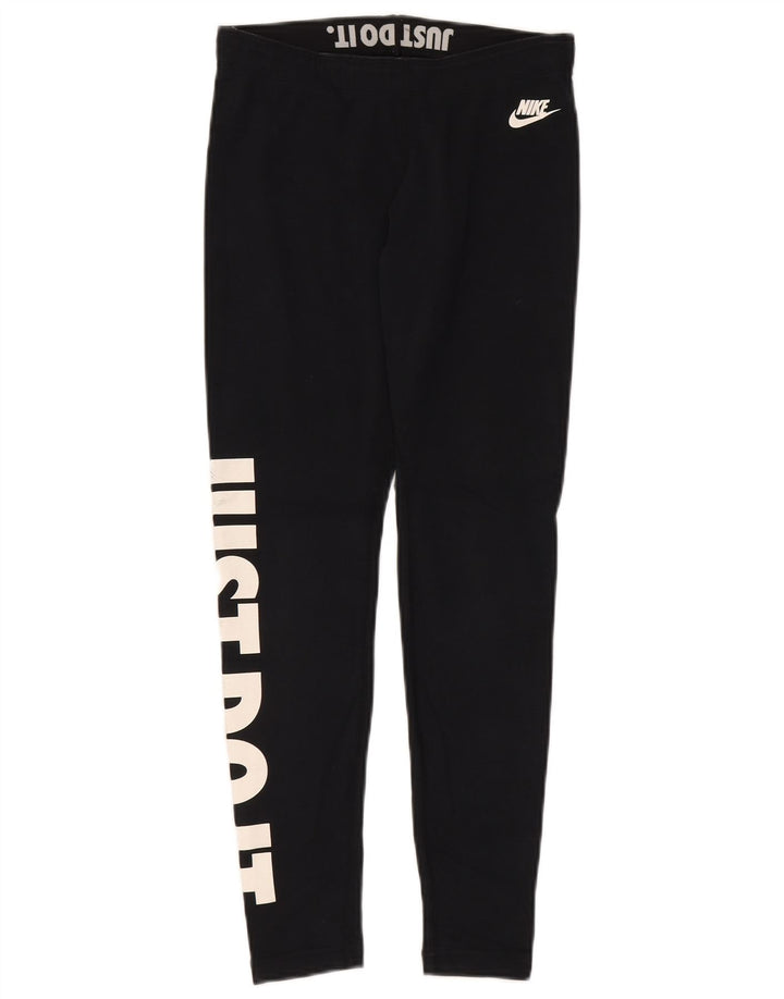 Nike Dame Grafiske Leggings UK 10 Small Black Bomuld