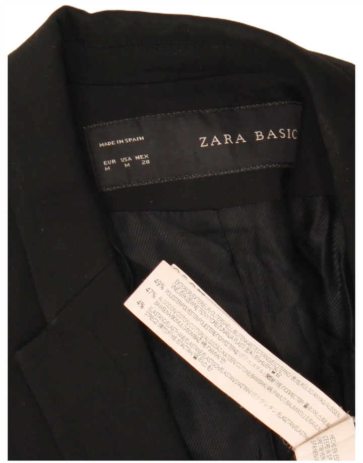 ZARA Dame 1-knaps blazerjakke UK 12 Medium Sort Polyester