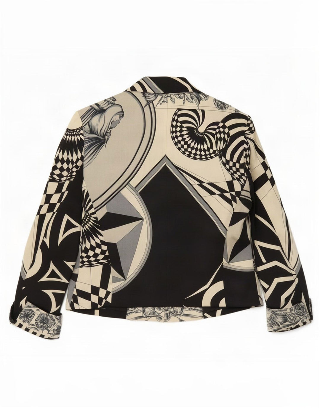 Versus By Gianni Versace Graphic Blazer Jacket til kvinder EU 44 Large Beige Des