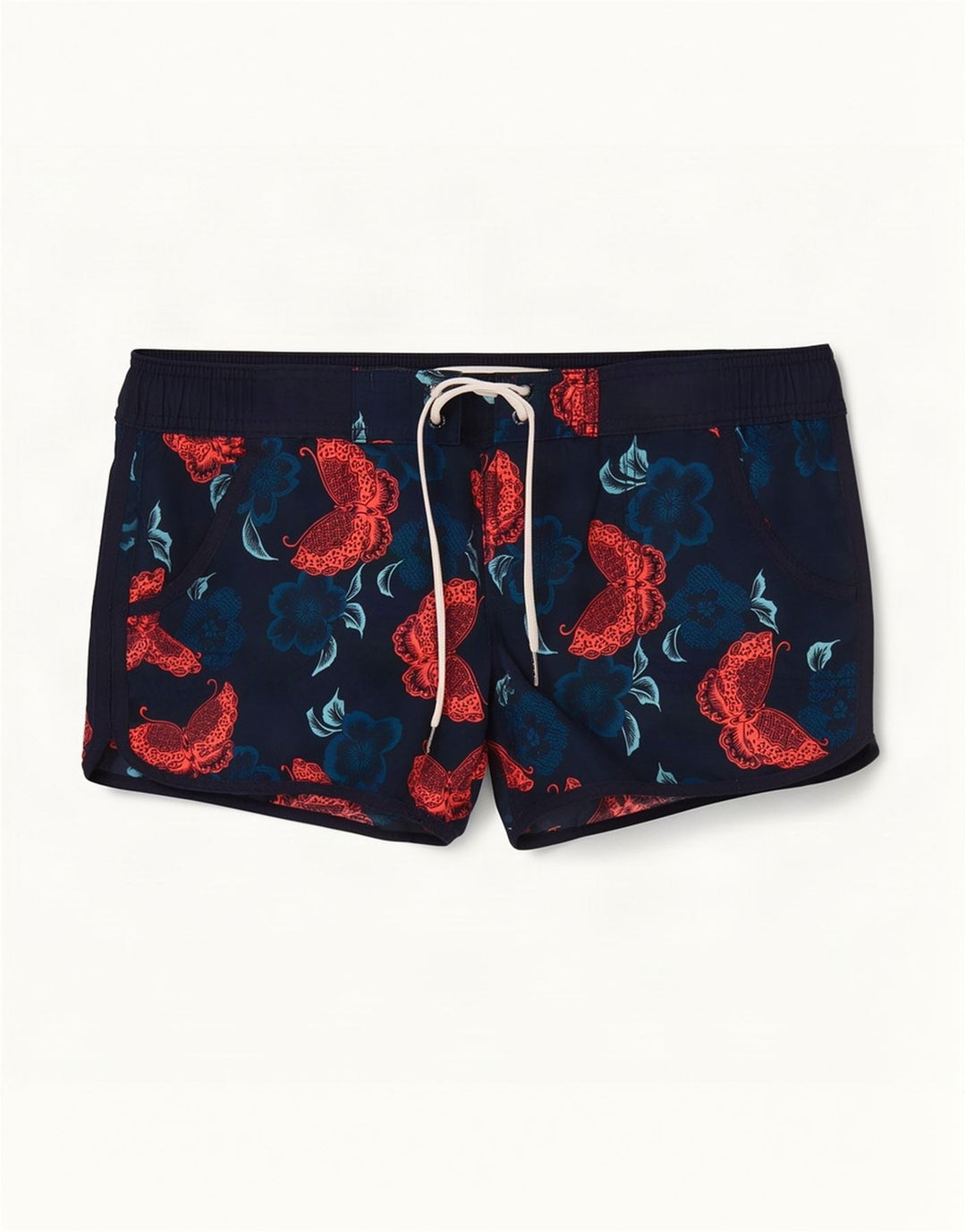 Fat Face Dame Badeshorts UK 12 Medium Navy Blue Floral Polyester