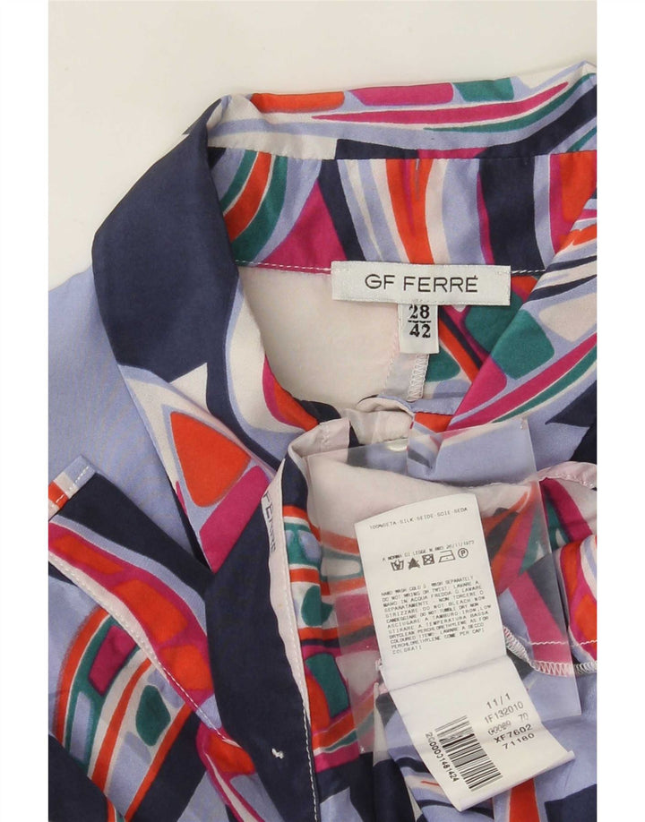 GF Ferre Dame Skjorte Bluse IT 42 Medium Multicolored Floral Silke