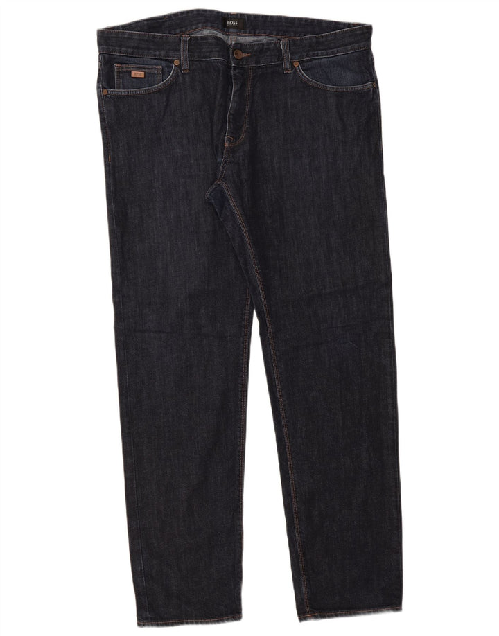 Hugo Boss Straight Jeans til mænd W38 L32 Marineblå bomuld