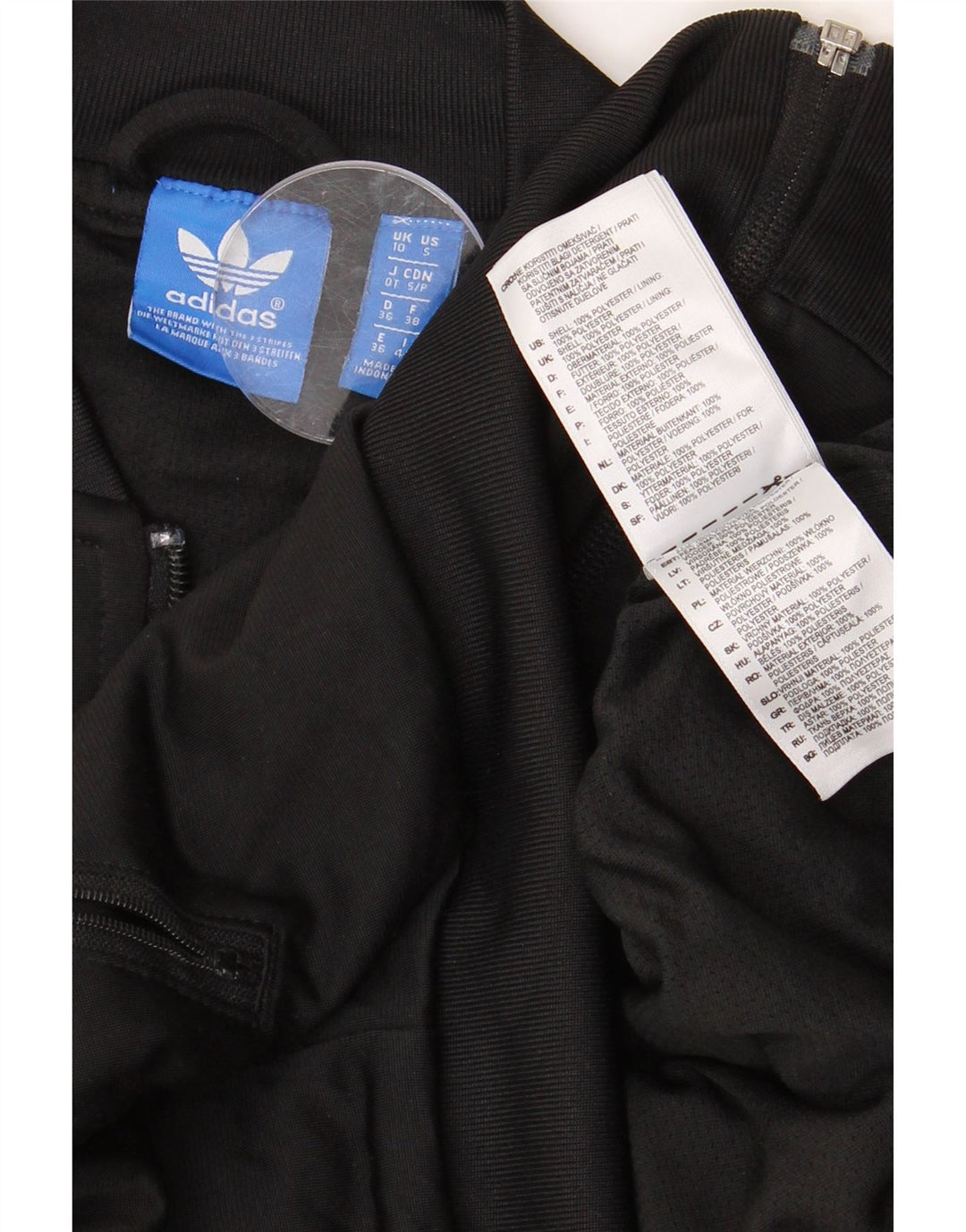 ADIDAS Grafisk træningsdragt topjakke til kvinder UK 10 Lille sort polyester
