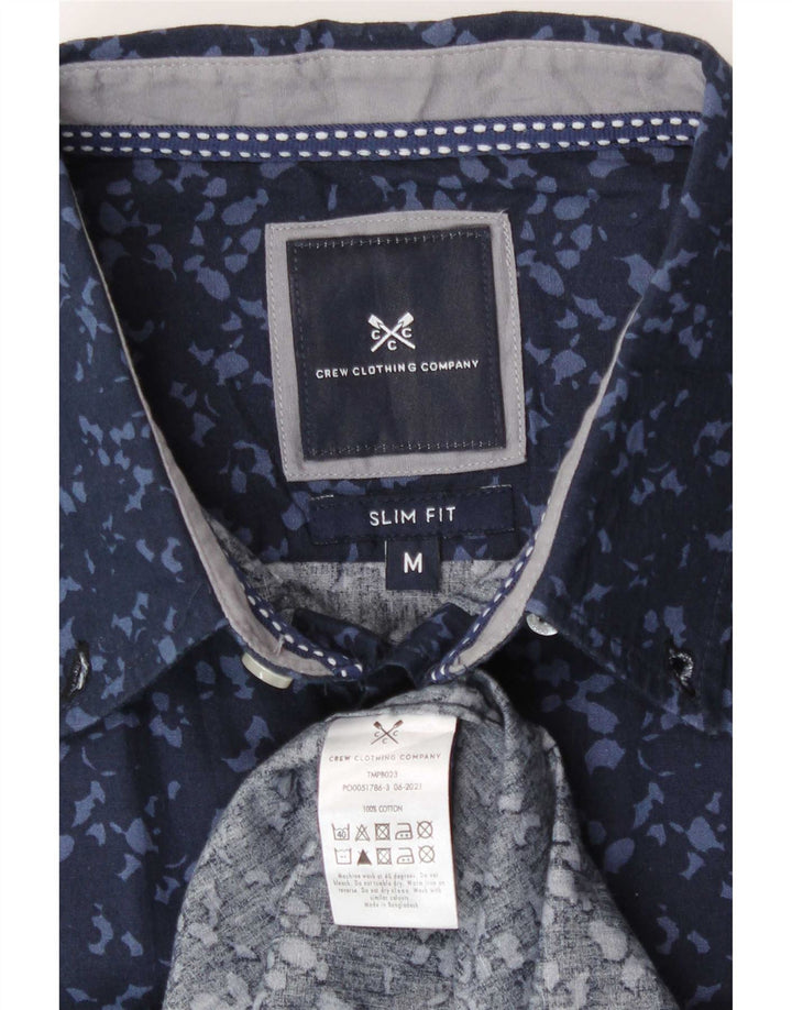 Besætningstøj Herre abstrakt mønster Slim Fit skjorte medium marineblå bomuld