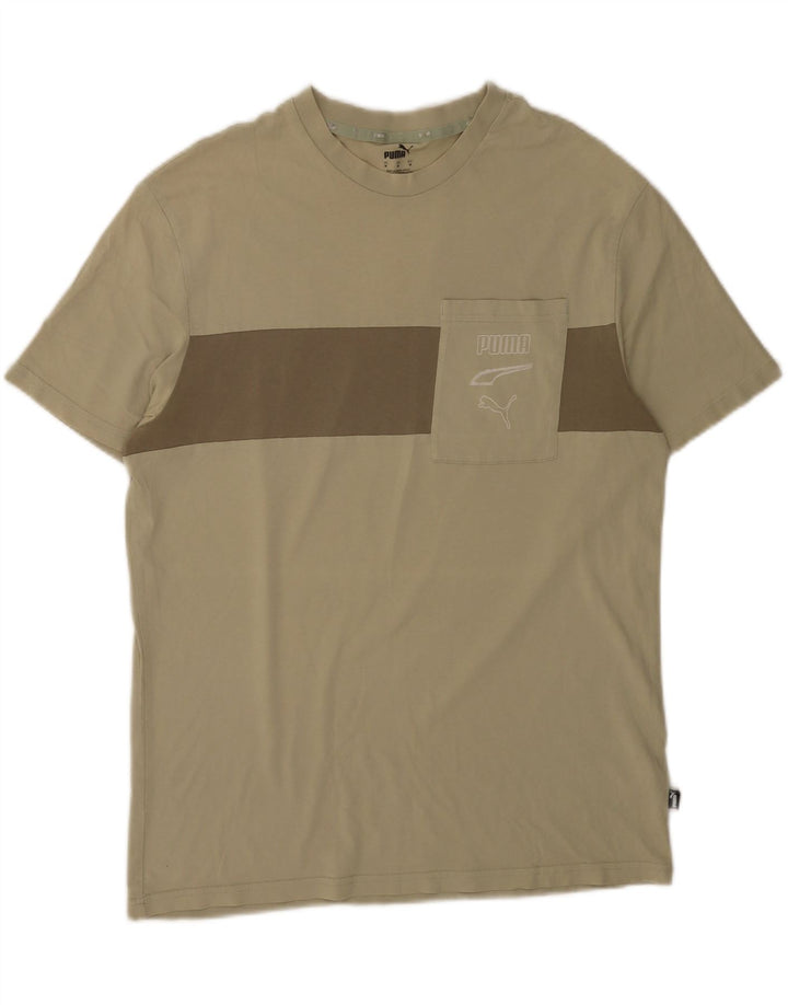 Puma Herre grafisk T-shirt Top Medium Khaki Colourblock Bomuld