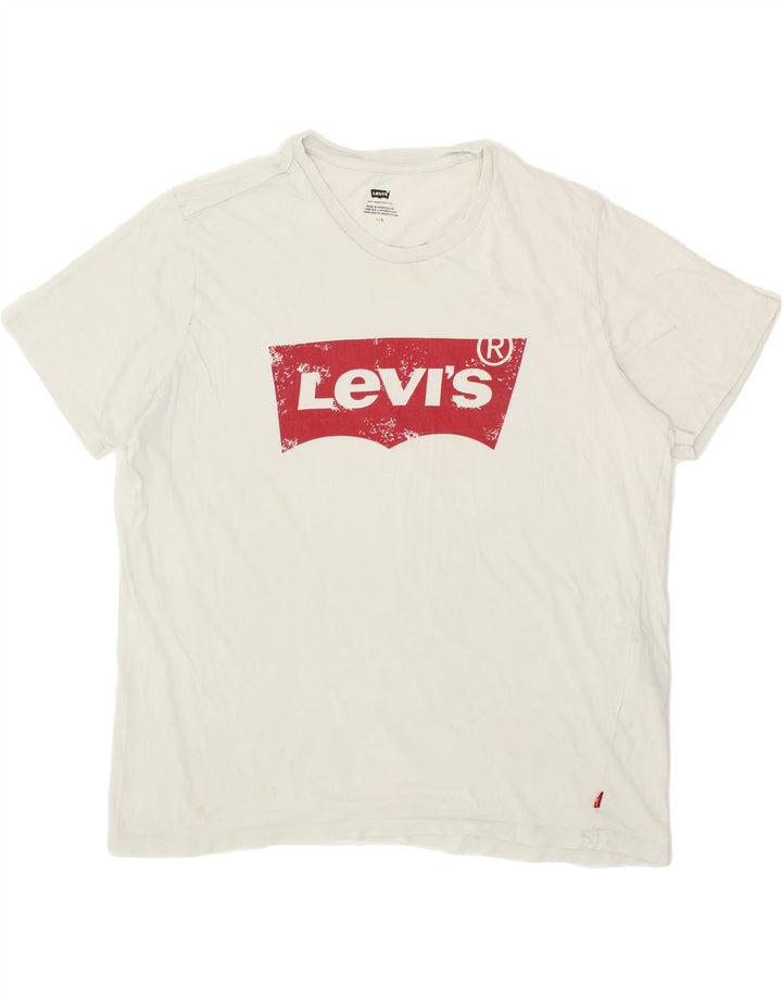 LEVI'S Mens Graphic T-Shirt Top Large White Cotton Vintage Levi's and Second-Hand Levi's from Messina Hembry 