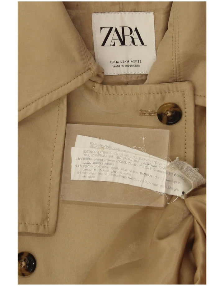 Zara Trench Coat til kvinder UK 14 Medium Beige Polyester