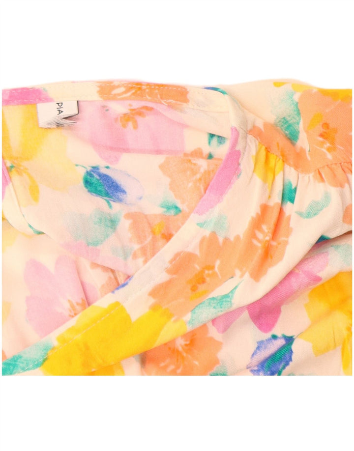 VINTAGE Dame A-Line Kjole UK 8 Small Multicolored Floral