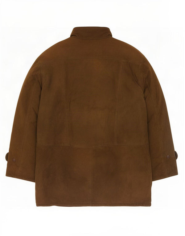 Aquascutum Herre ruskindsoverfrakke UK 40 Large Khaki Læder