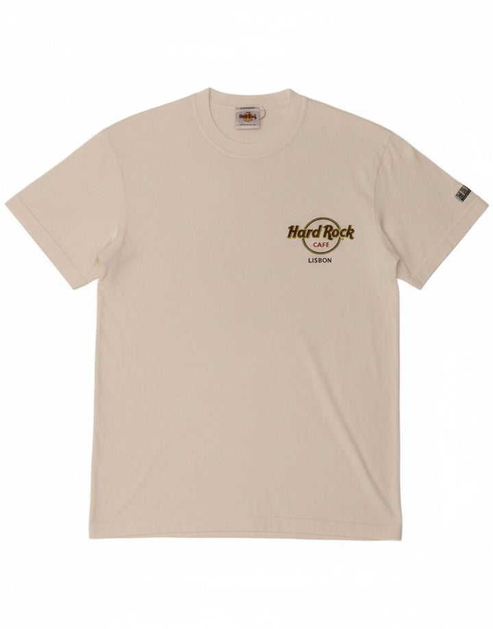 HARD ROCK CAFE Mens Lisbon Graphic T-Shirt Top Medium White Cotton
