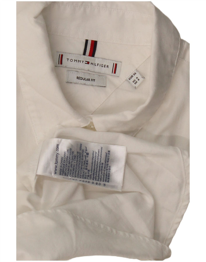 TOMMY HILFIGER Womens Regular Fit Shirt UK 8 Small White Cotton