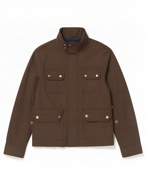 Zara Herre Utility Jacket UK 40 Large Brown Polyester