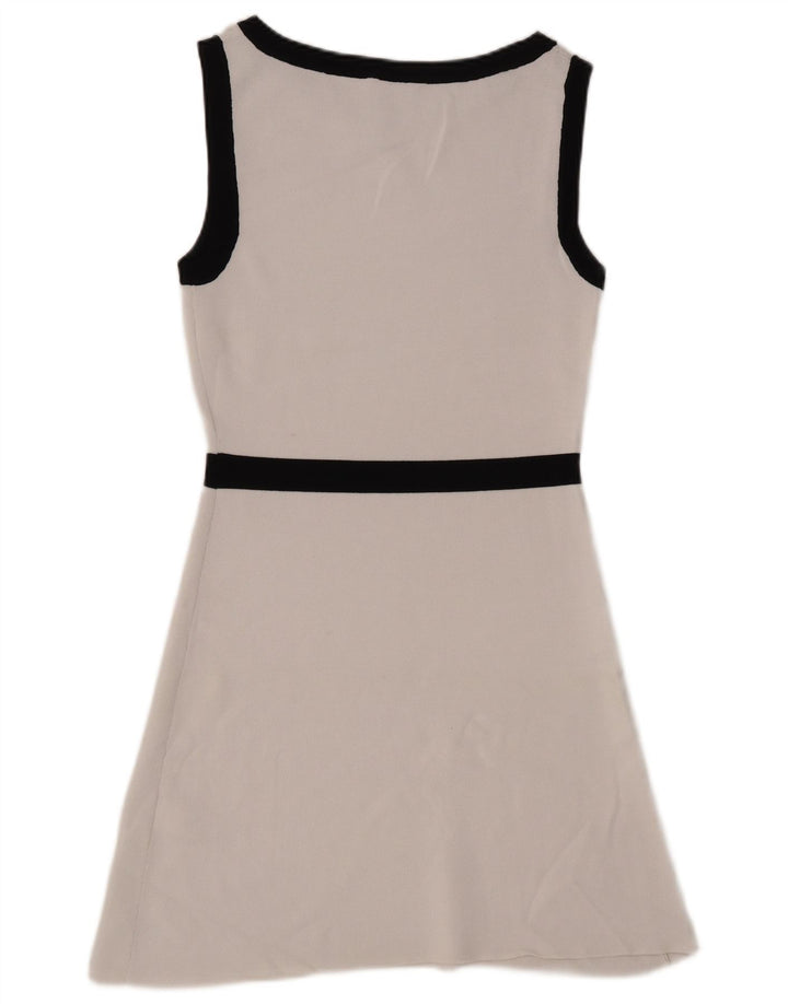 Zara Dame Ærmeløs A-Line Kjole UK 14 Medium White Viscose
