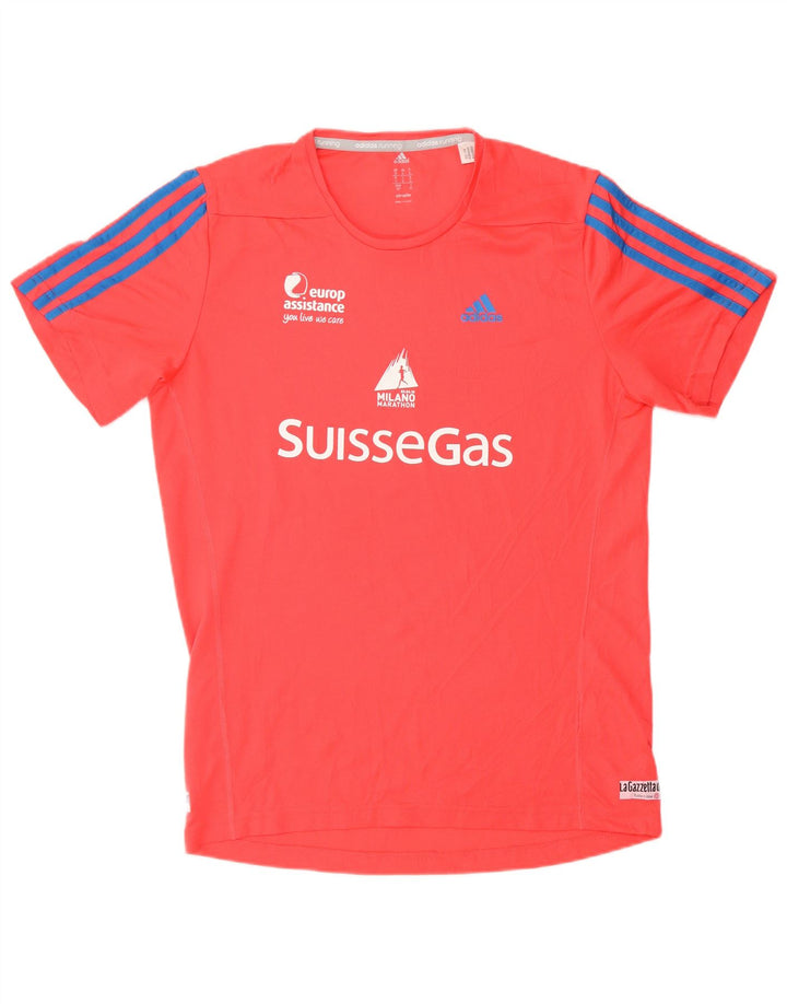 ADIDAS Herre Climalite grafisk T-shirt top lille rød polyester