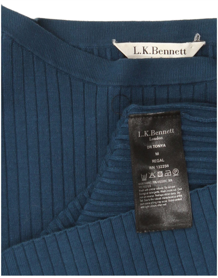 L.K. Bennett Kvinders 3/4-ærmede Skedekjole UK 12 Medium Blue Viscose