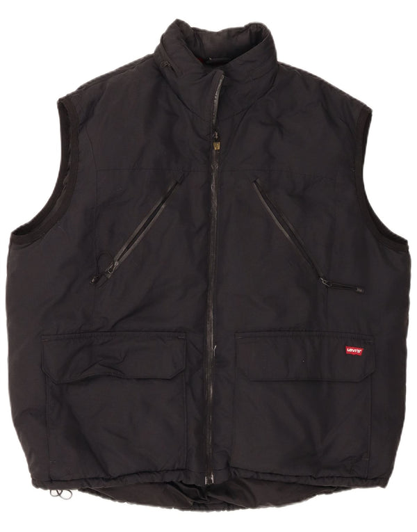 Levi's Mens Hooded Padded Gilet UK 40 Large Black Polyamide