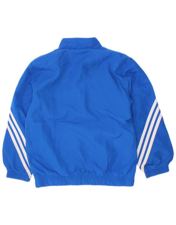 Adidas Boys Tracksuit Top Jacket 3-4 Years Blue Polyester