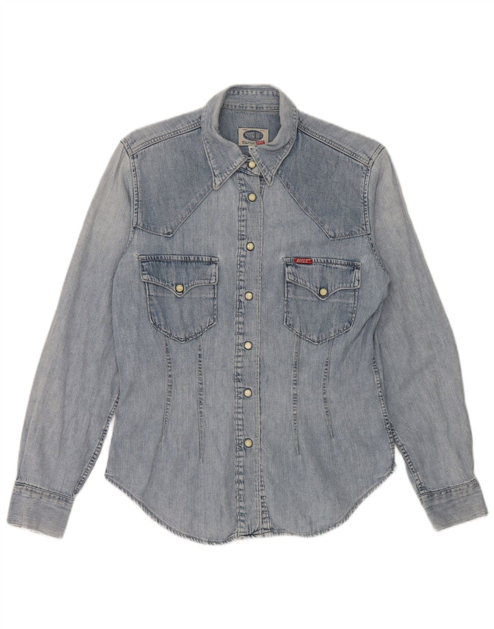 Rifle Dame Regular Fit Denim Shirt UK 12 Medium Blue Bomuld