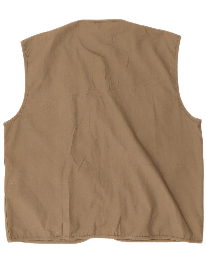 VINTAGE Herre Utility Gilet UK 40 Stor brun bomuld