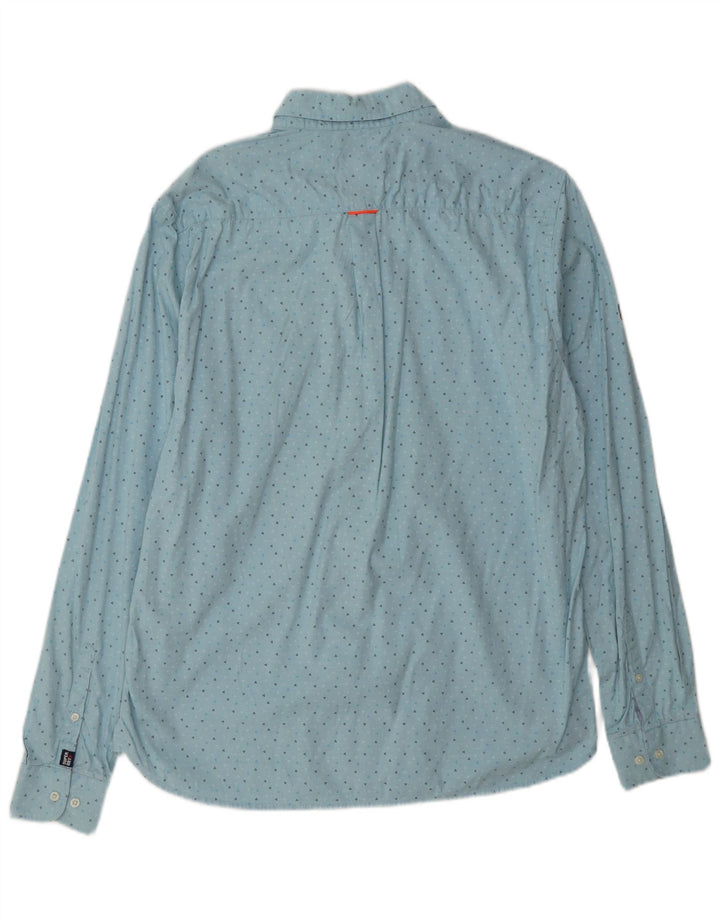 Superdry herreskjorte XL blå geometrisk bomuld