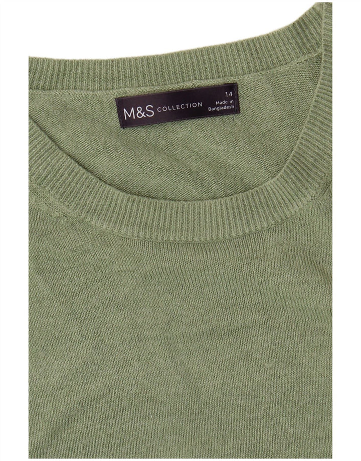 Marks & Spencer Dame Boat Neck Jumper Sweater UK 14 Medium Green