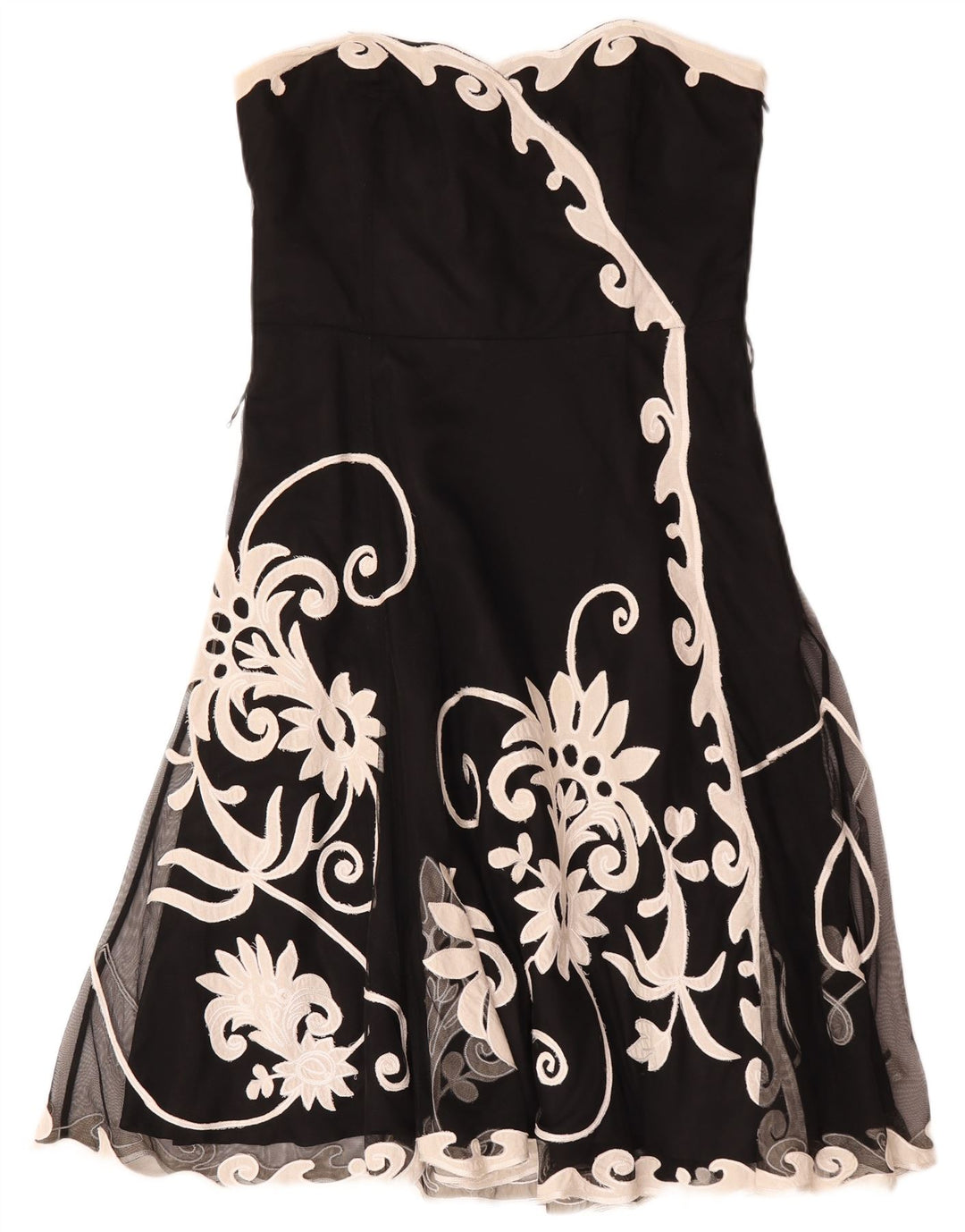 Coast Dame Stropløs Kjole UK 16 Large Black Floral Polyester