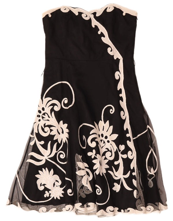 Coast Dame Stropløs Kjole UK 16 Large Black Floral Polyester