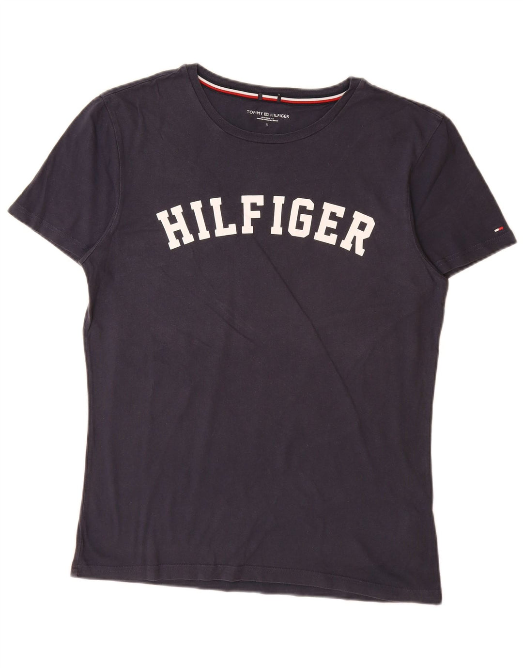 TOMMY HILFIGER Herre grafisk T-shirt Top Stor marineblå bomuld