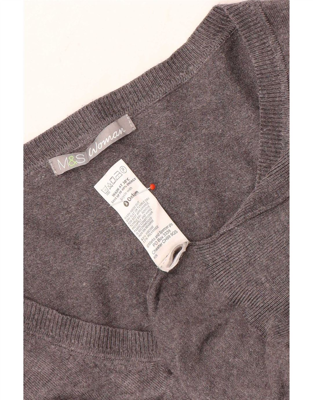Marks & Spencer Dame V-hals sweater UK 18 XL Grå Viscose