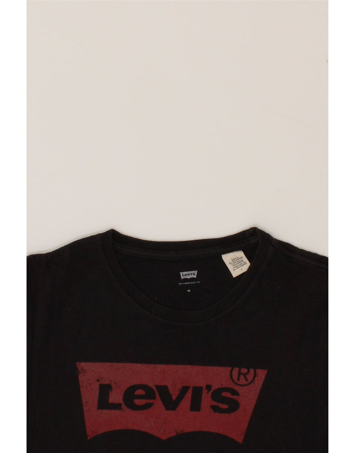 LEVI'S Womens Graphic T-Shirt Top UK 14 Medium Black Cotton Vintage Levi's and Second-Hand Levi's from Messina Hembry 