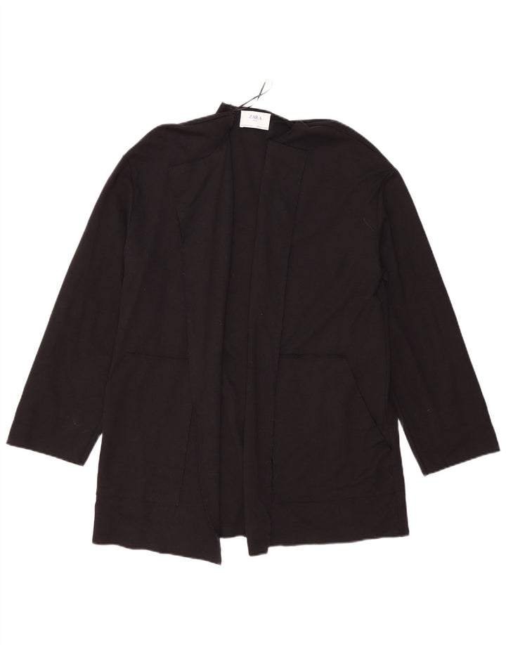 Zara Womens Longline Oversized Cardigan Top UK 10 Small Black Bomuld
